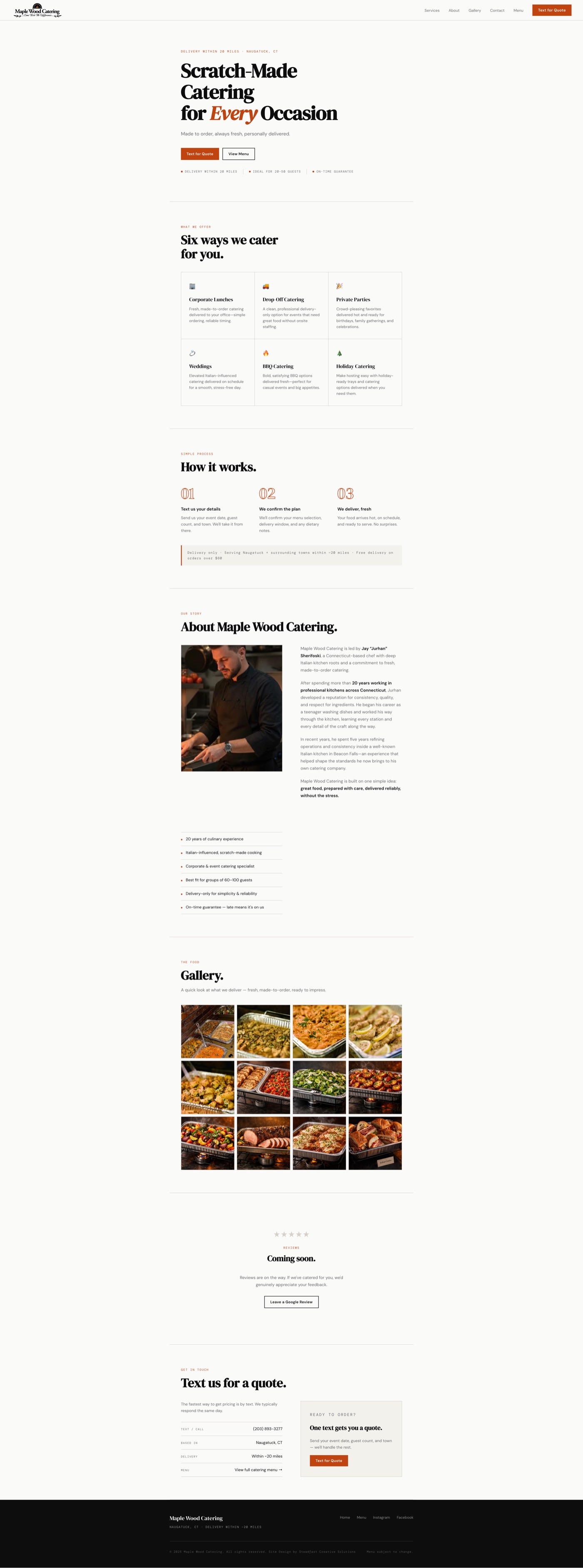 Maplewood Catering website screenshot