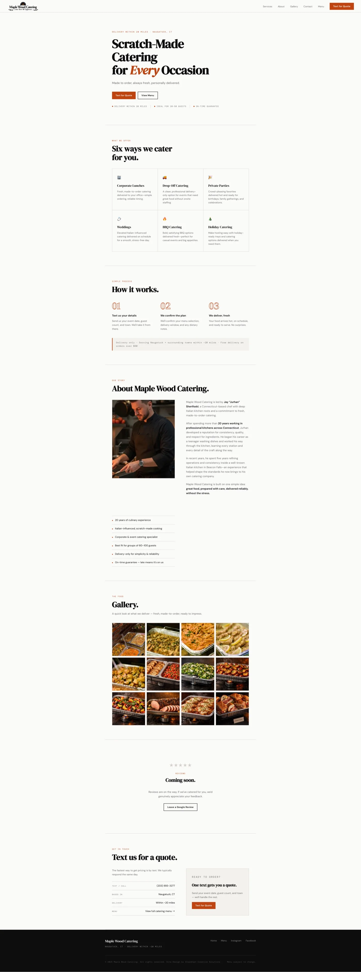 Maplewood Catering website screenshot