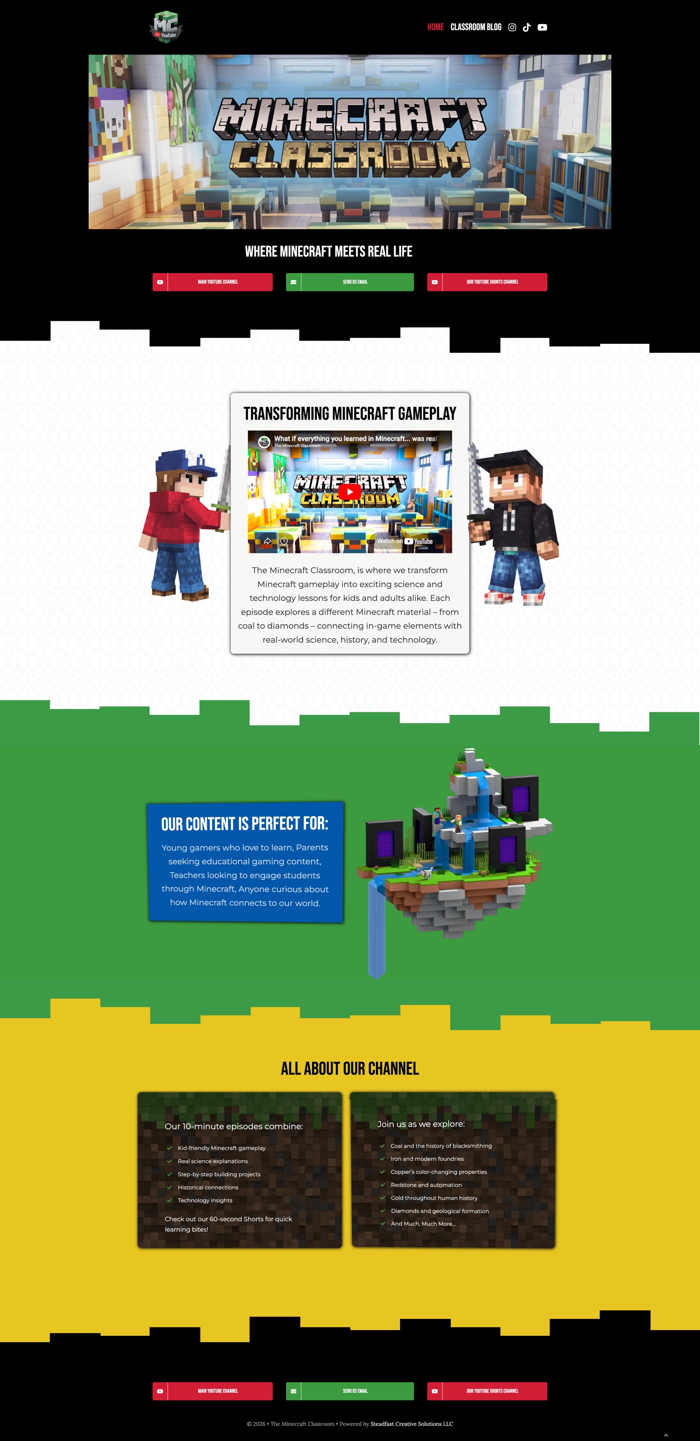 Minecraft Classroom website screenshot