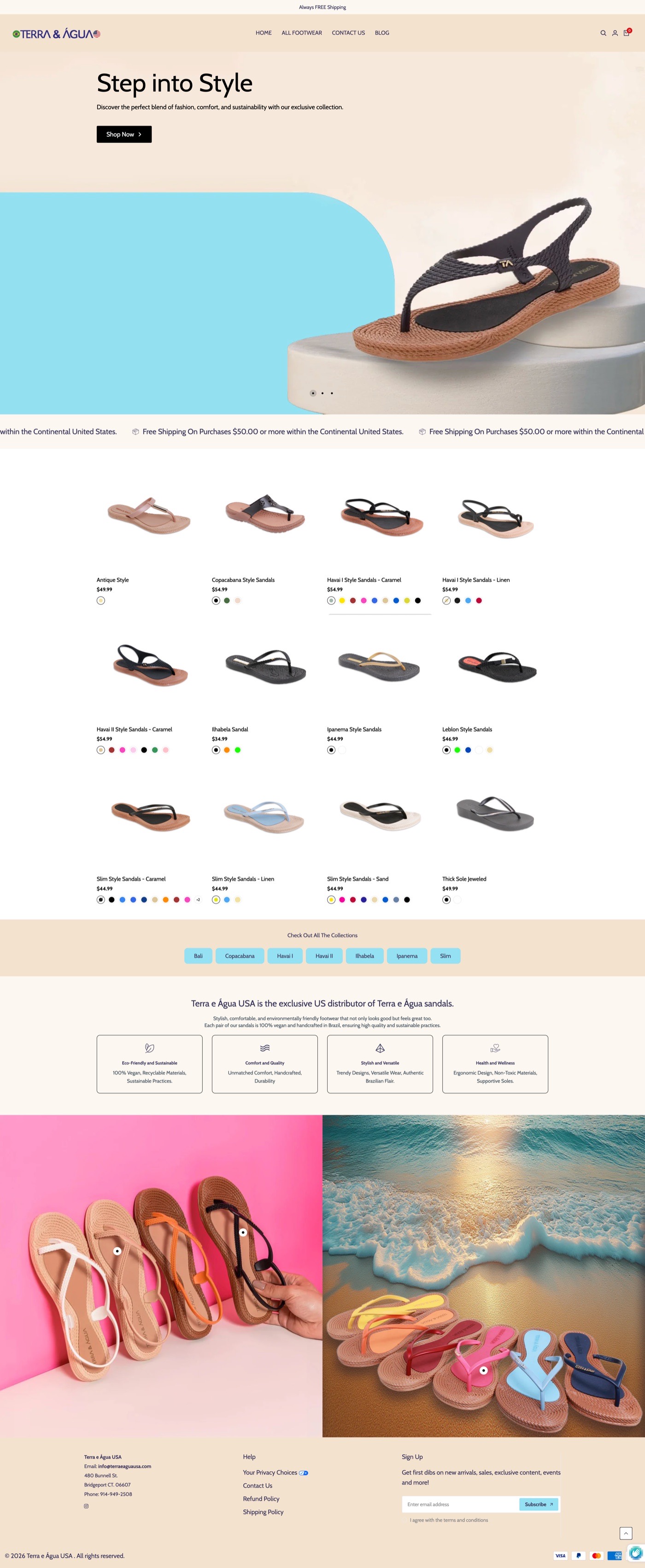 Terra e Agua USA website screenshot