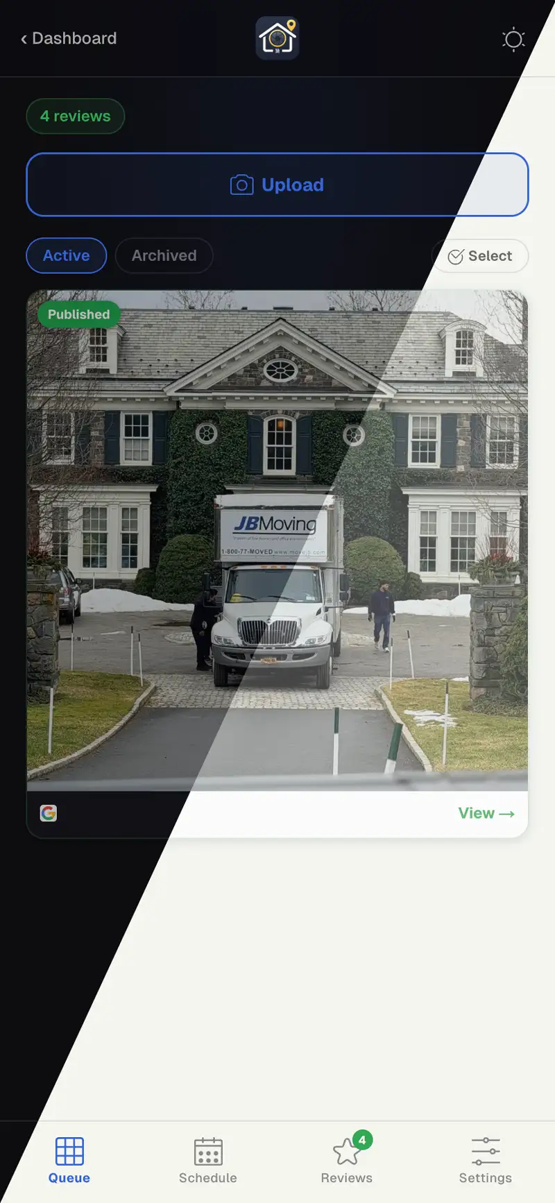 Steadfast Local dashboard — light and dark mode